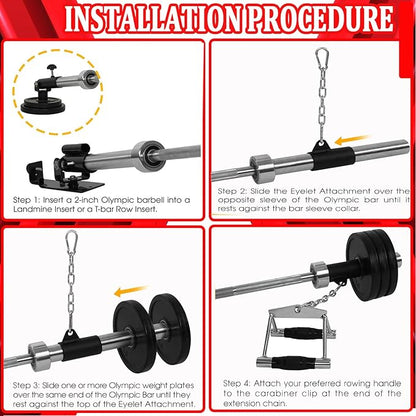 T-bar Row Platform with Chain Full 360°Swivel Eyelet