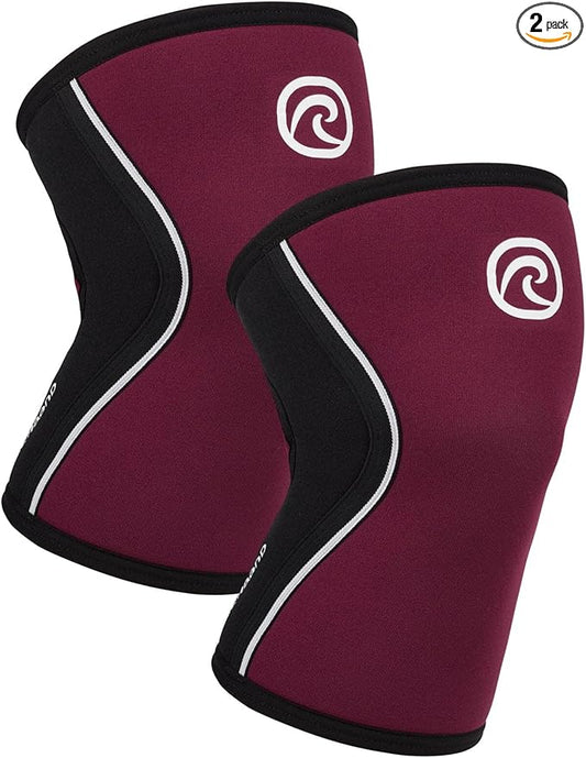 Rehband 5mm Knee Sleeves for Functional Training, Cross-Training & Powerlifting, Weightlifting Knee Support made of Neoprene, Unisex, Colour:Burgundy - 1 Pair, Size:Large