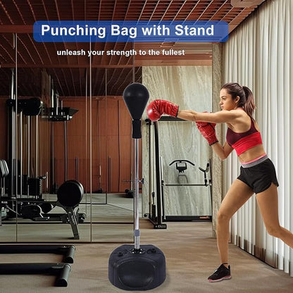 Punching Bag with Stand-Fast Bounceback to Increase Speed, Reflexes, and Stamina – Height Adjustable for Training, Boxing Equipment, Stress Relief & Fitness
