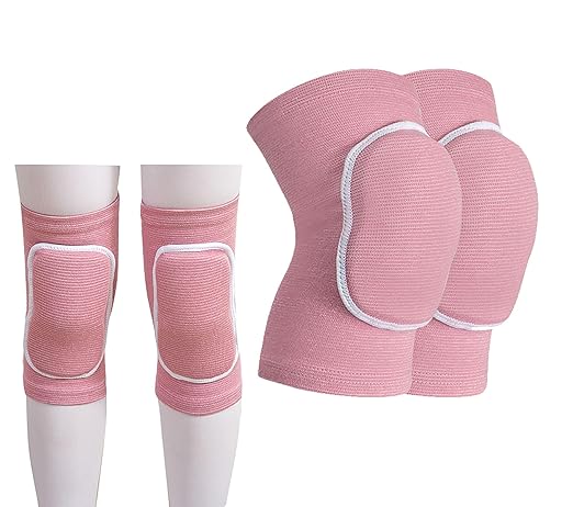 YYaaloa Knee Pads Sponge Knee Brace Breathable Flexible Elastic Knee Support for Volleyball, Dancing, Football, Yoga, Basketball, and Skating (Dark Pink 1Pair, Medium)