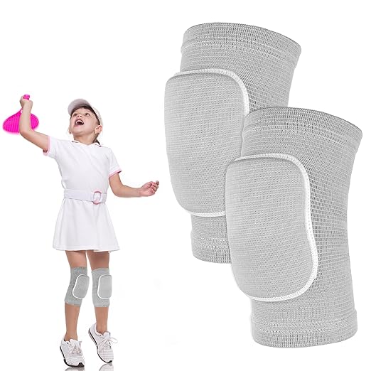 Knee Pads for Kids Suit for Age 7-12 Years, Wrestling Knee Pads Volleyball Knee Pads Thick Sponge Youth Girls Anit-Slip Sport Knee Support Brace for Volleyball Dance Yoga Running Climbing Grey