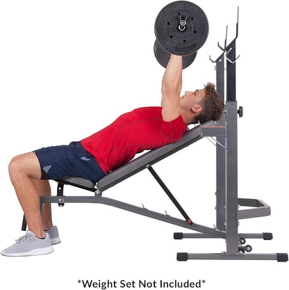Body Champ Olympic Weight Bench with Squat Rack Included PRO3900, Grey