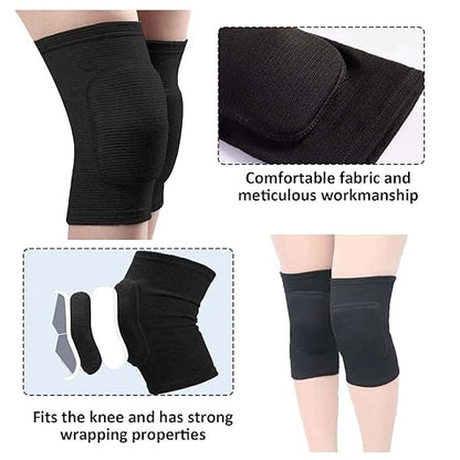 2 Pairs Adult Dance Knee Pads for Men Women Youth, Workout Sports Knee Protectors for Volleyball Soccer Yoga Exercise Bike, Soft Ice Skating Kneepads for Snowboarding Skiing Mountaineering, Black M