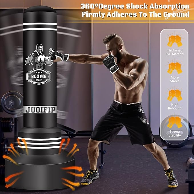 Freestanding Punching Bag for Adults, 70'' Boxing Bag with Stand Kicking Bag Heavy Bag with Boxing Gloves and Electric Air Pump, Women Men Kickboxing Bags for Beginners Training MMA Muay Thai Fitness