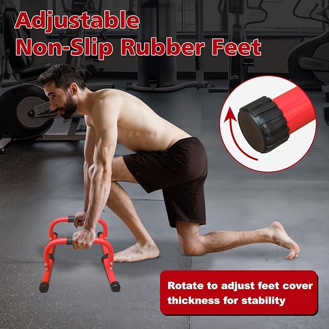 Dip Stand Station, Adjustable Height Dip Station for Strength Training, Heavy Duty Steel Parallel Push Up Stand, Home Gym Fitness Workout Dip bar Station,Tricep Dips, Pull-Ups, Push-Ups