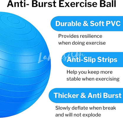 Cardio Drumming Equipment Set - 26" Exercise Ball with Pump and Weighted Cardio Drumming Sticks with Grips - Fitness Yoga Ball Drumsticks Workout for Balance, Rhythm, Aerobic Moves, Dance, Gymnastics