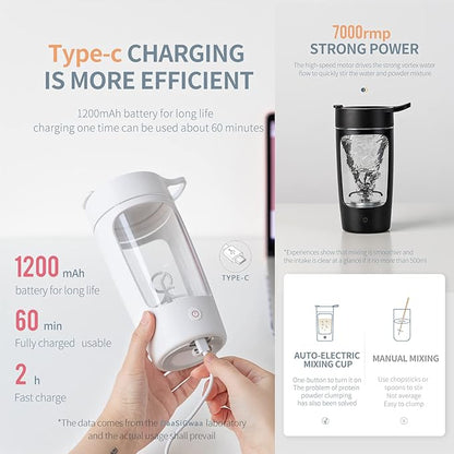 Electric Shaker Bottle, Blender Bottles For Protein Mixes, | Tritan | BPA Free| Portable Mixer Cup, Rechargeable Shake Cups And Meal Replacement Shakes, 22 oz (Green)