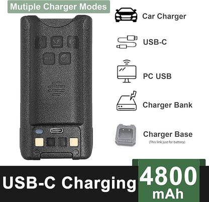 BAOFENG UV-9G Battery USB-C Charger Enlarge 4800mAh Capacity BL-9 Li-ion UV-9R Plus GMRS-9R Accessories BF-T57 Walkie