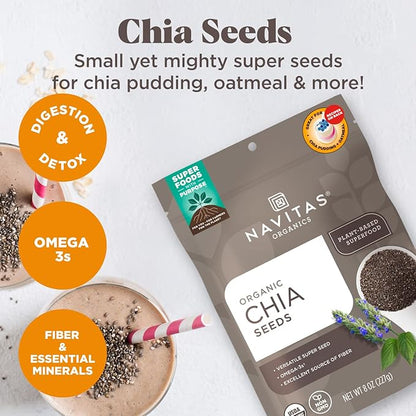 Navitas Organics Chia Seeds, 8 oz. Bag, 19 Servings - Organic, Non-GMO, Gluten-Free