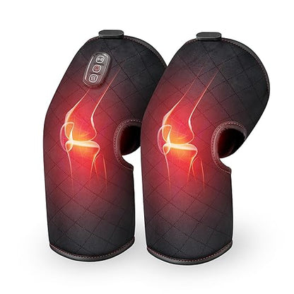 COMFIER Knee Massager,Vibration Knee Heating Pad for Knee Pain Relief,Knee Warmer with 2 Heat Levels,Auto Shut-Off Heat Pads,Multiple Settings