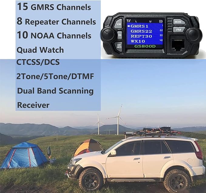 GMRS Mobile Radio Mini Size 20 Watt Long GS800D