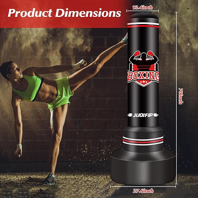 Upgraded Heavy Freestanding Punching Bag for Adults Teens, 70” Standing Punching Bag with Gloves, Pump and Jump Rope, Boxing Reflex Ball, Women Men Kickboxing Bags for Training MMA Fitness Home Gym