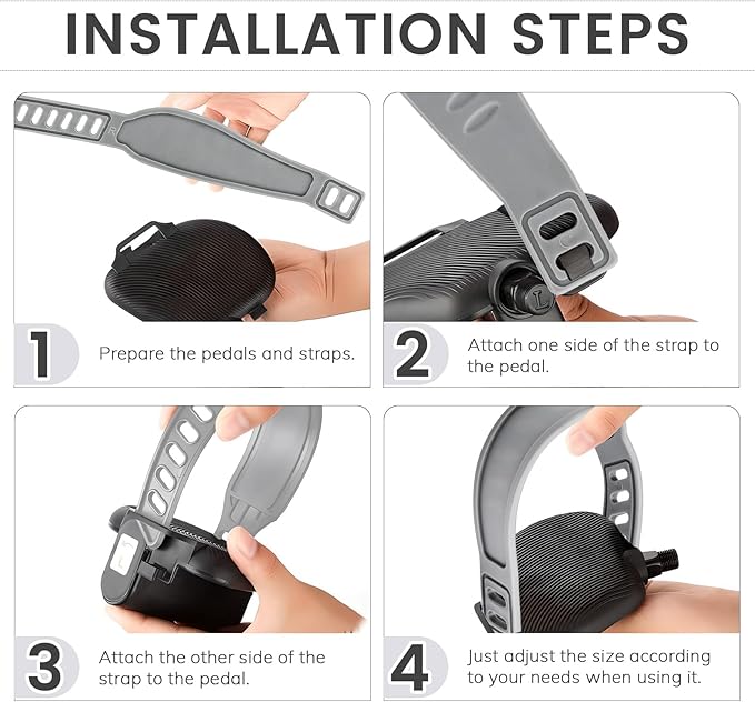 Exercise Bike Pedal Straps, Heavy Duty Adjustable Length Universal Pedal Strap Fits Most Bike Pedals Exercise Bike Bicycle Cycle for Home or Gym