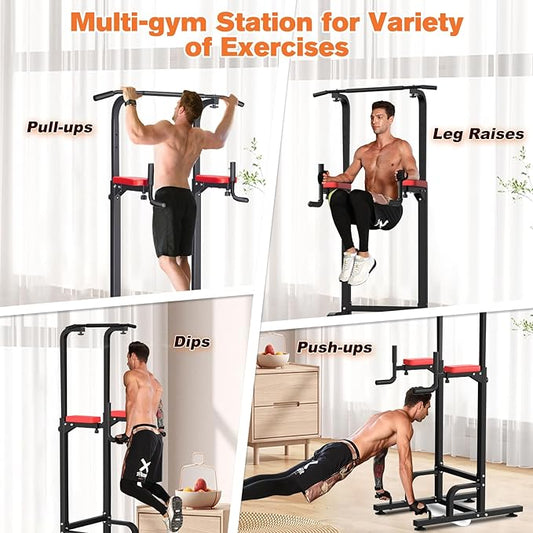RELIFE REBUILD YOUR LIFE Power Tower Pull Up Bar Station Workout Dip Station for Home Gym Strength Training Fitness Equipment