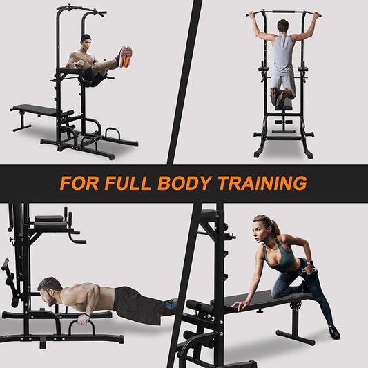 Power Tower with Bench Multifunctional Home Gym Pull
