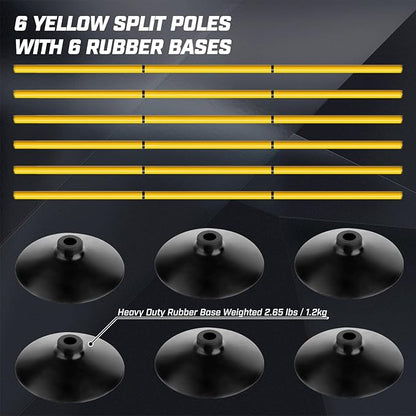 Agility Training Poles Set (Rubber Base with 3.3ft/1m 4.9ft/1.5m Poles)