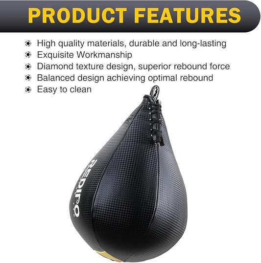 Superior Boxing Speed Bag - PU Leather Speed Punching Ball - Heavy Duty Hanging Swivel Ball for Gym & MMA Muay Thai Sports Fitness - Punching Dodge Striking Speed Reflex Ball