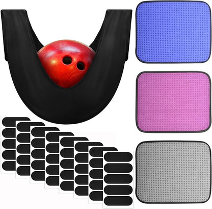 BROTOU Bowling Accessories Kit with 3Pcs Towels and 1pc Rolling Bag for Ball Cleaning, Includes Thumb Tape & Sanding Pads Options