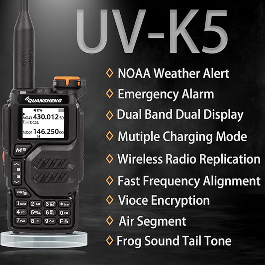 Quansheng UV-K5 Radio USB-C Charging Dual Band Two 5W Long
