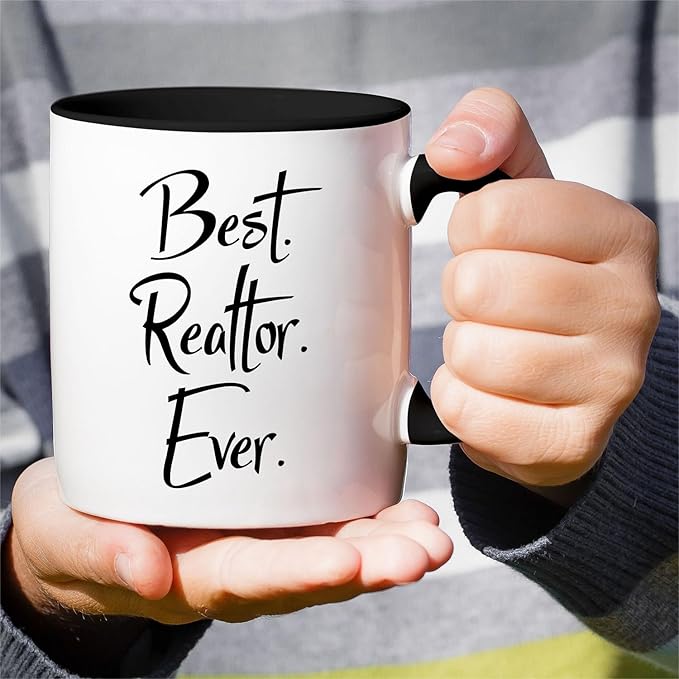 Retreez Funny Mug - Best Realtor Ever 11 Oz Ceramic Tea Coffee Mugs - Funny, Sarcasm, Motivational, Gratitude, Inspirational birthday gifts - White Mug with Black Handle and Inner
