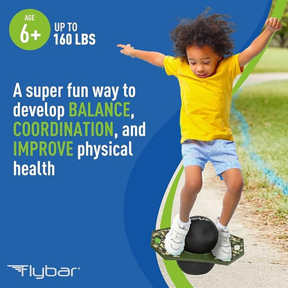 Flybar Pogo Trick Ball for Kids, Bounce Board for Boys and Girls Ages 6+, Up to 160 lbs, Includes Pump, Easy to Carry Handle, Durable Plastic Deck Indoor, Outdoor Toy Pogo Jumper,