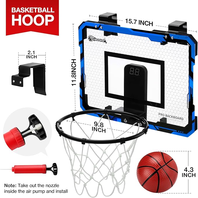 Hommtina Basketball Hoop Indoor Mini Basketball Hoop 3 Balls,