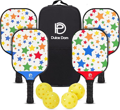 DULCE DOM Pickleball Paddles 2/4 with 4 Pickleball