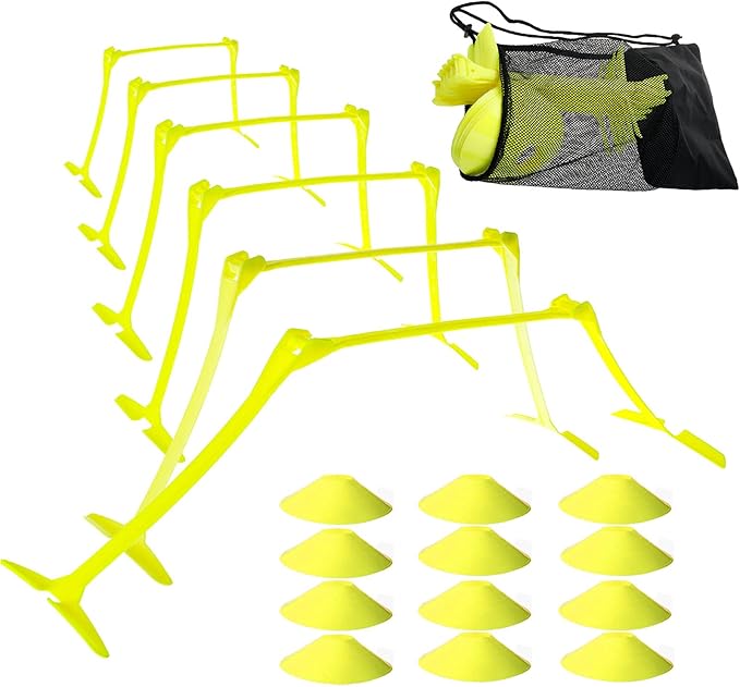 Yaegoo Pro 6 Pcs Adjustable Hurdles and 12 6" 9" 9" 12" 12" for