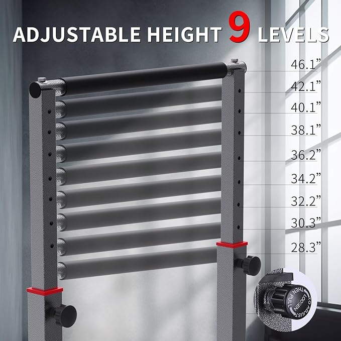 K KiNGKANG Dip Bar Station Set 9 Level 1200lbs Heave