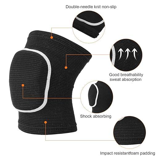 PATIKIL XS Protective Knee Pads, 6 Pairs Sponge Volleyball Knee Pads Breathable Dance Knee Pads Brace for Women Men Football Basketball Workout, Black White