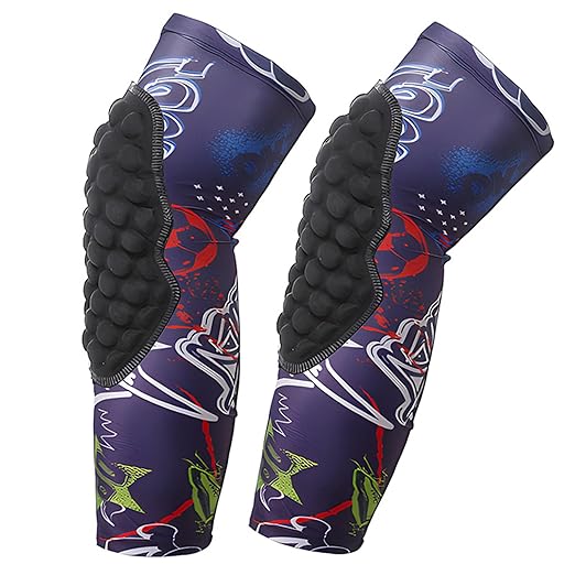Topeter Long Padded Knee Sleeves Girls Wrestling Compression Leg Sleeves with Crash Cushion for Running Softball Cycling Bike Golf Purple YM