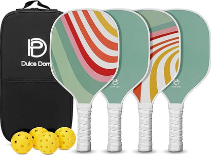 DULCE DOM Pickleball Paddles 2/4 with 4 Pickleball
