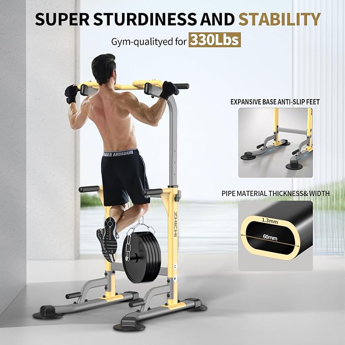 Pull Up Dip Station For Home Gym Strength 330LBS T055CDC T055CDC