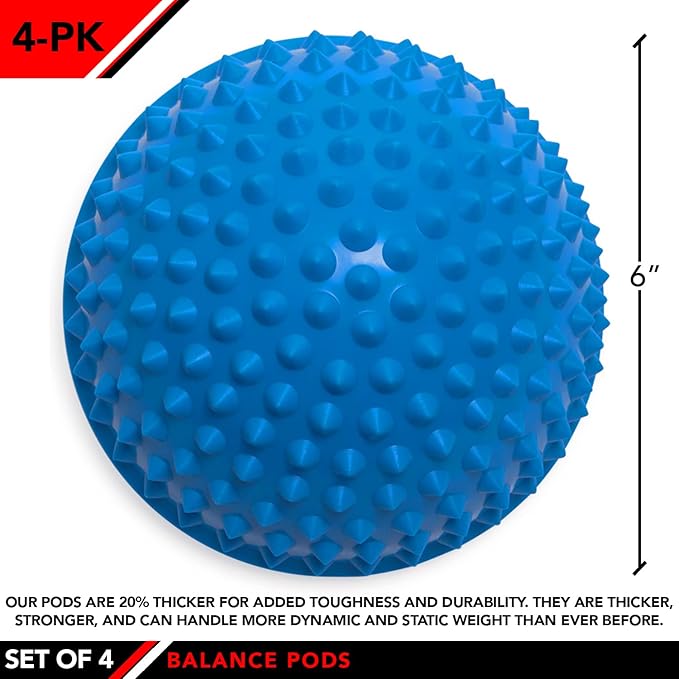 JFIT Balance Pod Sets - Set of 2 or 4 Pods - Textured and Smooth Sides for Improving Core Strength, Coordination, Balance - Great for Rehabilitation, Gym, Home Use, and Pet Training