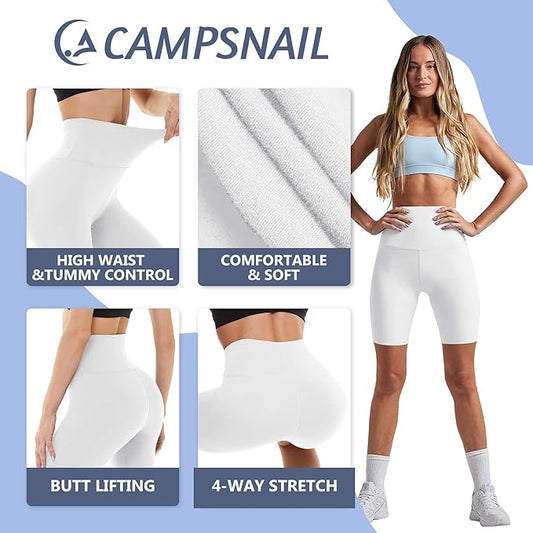 CAMPSNAIL Workout Biker Shorts Women - 3"/5"/8" High Waisted Tummy Control Spandex Booty Volleyball Shorts for Yoga Dance