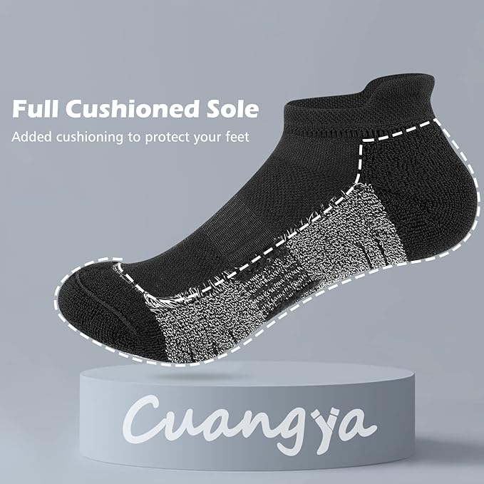 Ankle Socks Women Athletic No Show Socks Running Comfort Cushioned 5-Pairs
