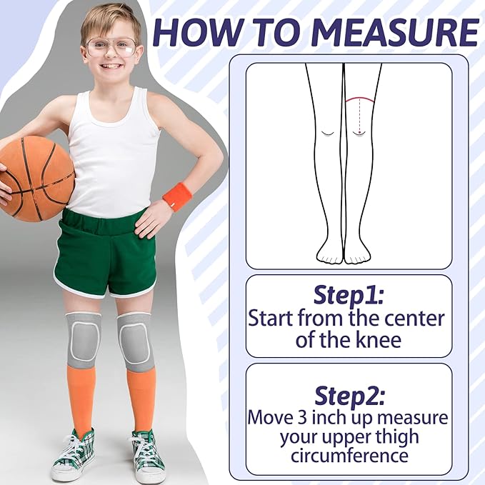 Hungdao 3 Pairs Volleyball Knee Pads for Kids Soft Breathable Brace Non Slip Padded Sponge Knee Support for Girls Boys Dance, Football, Skating, Running, Youth Sports