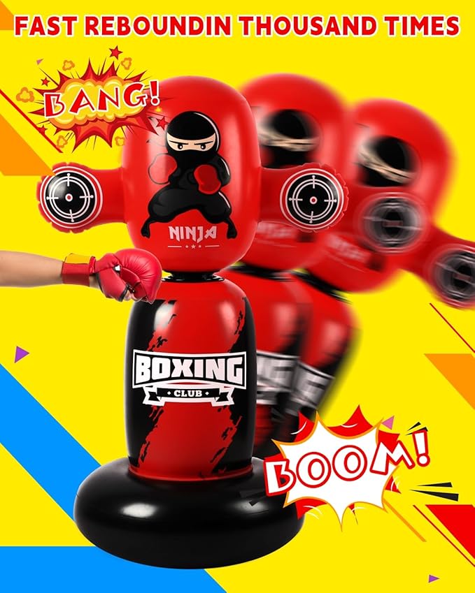 Punching Bag for Kids,New Upgraded 360°Rotating Kids Punching Bag,Inflatable Boxing Bag Toy for Boys Girls, Christmas Birthday Gift for Kids Age 3-12
