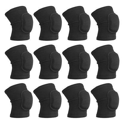 PATIKIL M Size Protective Knee Pads, 6 Pairs Sponge Volleyball Knee Pads Breathable Dance Knee Pads Brace for Women Men Football Basketball Workout, Black
