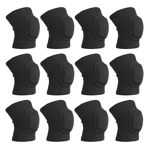 PATIKIL M Size Protective Knee Pads, 6 Pairs Sponge Volleyball Knee Pads Breathable Dance Knee Pads Brace for Women Men Football Basketball Workout, Black