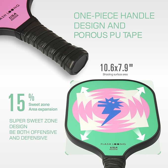 Fun Pickleball Paddles Set of 2 Pink and Green