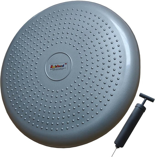 AppleRound Inflated Wobble Cushion with Hand Pump, Air Stability Board (Extra Thick), Core Balance Disc for Adults, Sensory Wiggle Seat for Kids, Flexible Seating for All Age, 13.5in / 34cm Diameter