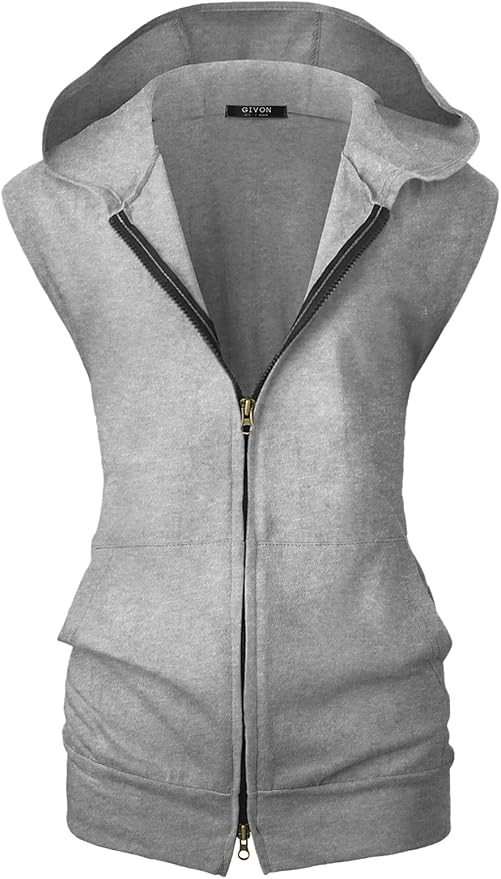 GIVON Women's Lightweight Hooded Vest Sleeveless 1/4 Zip Pullover Casual Hoodie Sweatshirt with Pockets