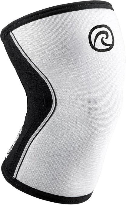 Rehband 5mm Knee Sleeves for Functional Training, Cross-Training & Powerlifting, Weightlifting Knee Support made of Neoprene, Unisex, Colour:White/Black, Size:Large