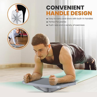 Professional Wooden Balance Board, 360 Degree Portable Wobble Board with Comfortable Surface, Standing Desk Rocker Board for Physical Therapy, Core Strength Stability Training