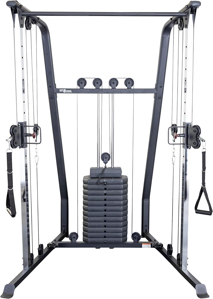 Body-Solid Best Fitness (BFFT10B) Functional Trainer Cable Machine, Full Body Workout Weight Stacks, Chest and Shoulder Exercise Home Gym LAT Pulldown Machines with 190lb Weights Stack, Black