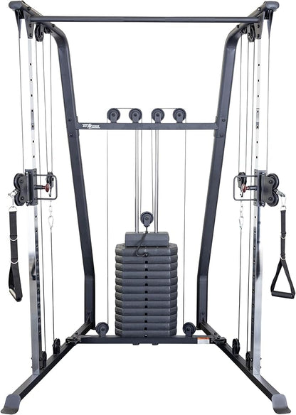 Body-Solid Best Fitness (BFFT10B) Functional Trainer Cable Machine, Full Body Workout Weight Stacks, Chest and Shoulder Exercise Home Gym LAT Pulldown Machines with 190lb Weights Stack, Black