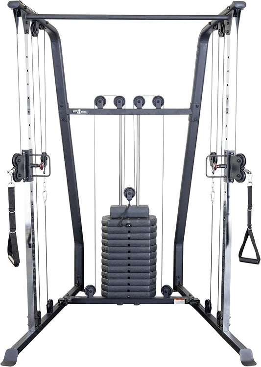 Body-Solid Best Fitness (BFFT10B) Functional Trainer Cable Machine, Full Body Workout Weight Stacks, Chest and Shoulder Exercise Home Gym LAT Pulldown Machines with 190lb Weights Stack, Black