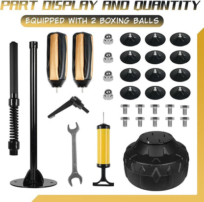 Standing Reflex Speed Bag with Thick Base, Adjustable Height & Reinforced Spring (Golden Black)