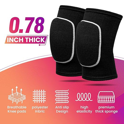 Volleyball Knee Pads,Knee Pads for Women,Men,Kids,Girls,Knee Brace for Basketball Volleyball Football Dance Yoga Tennis Running Cycling Workout Climbing (Black White, Large)
